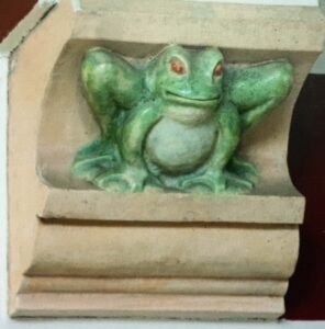 Frog gargoyle at Lake Bluff Elementary School